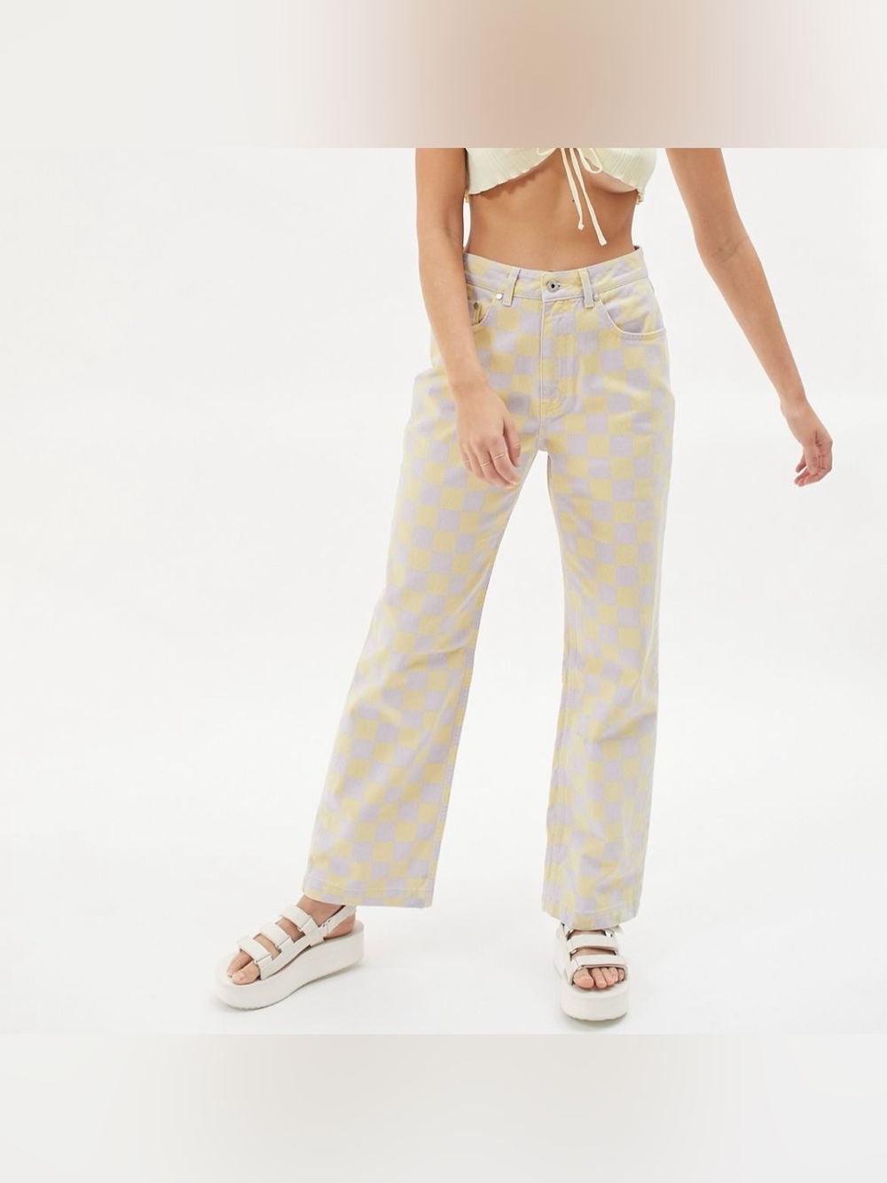 THE RAGGED PRIEST Pastel Checked Jeans